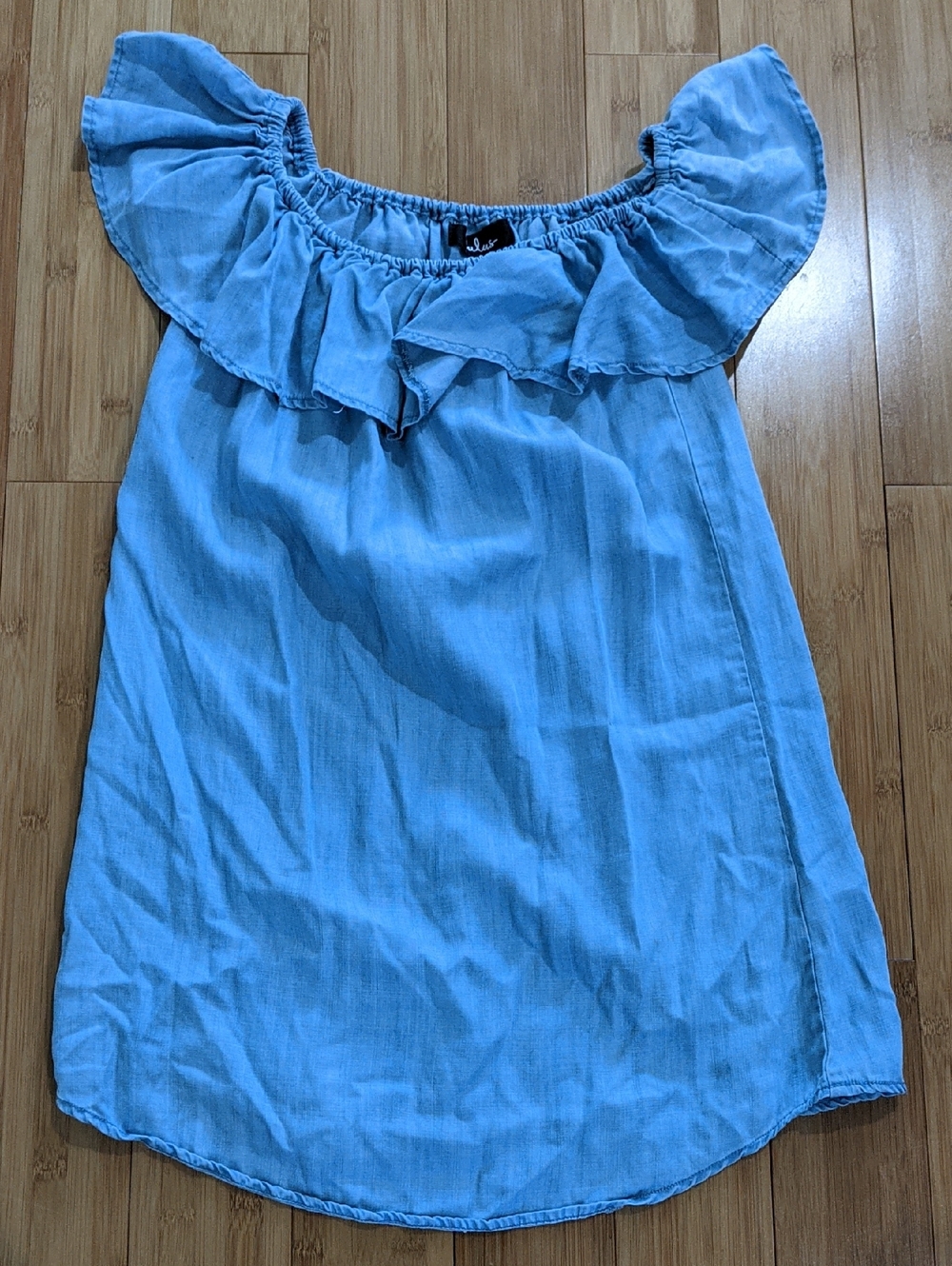 Lulus Chambray Off-Shoulder Ruffle Dress S